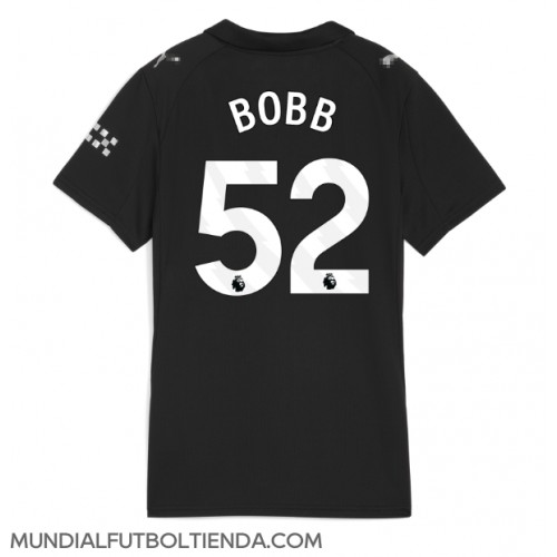 Camiseta Manchester City Oscar Bobb #52 Segunda Equipación Replica 2025-26 para mujer mangas cortas Camiseta Manchester City Oscar Bobb #52 Segunda Equipación Replica 2025-26 para mujer mangas cortas